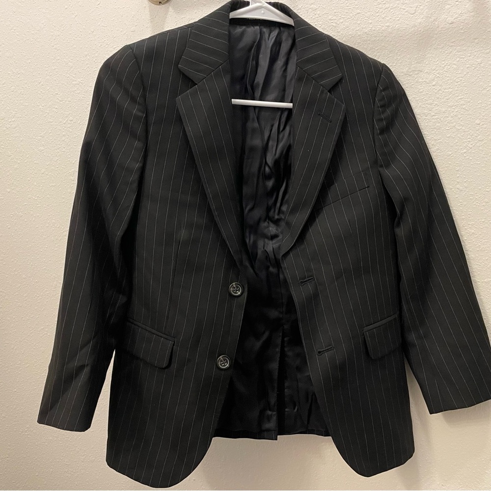 Classic Black Pinstripe Boys Blazer